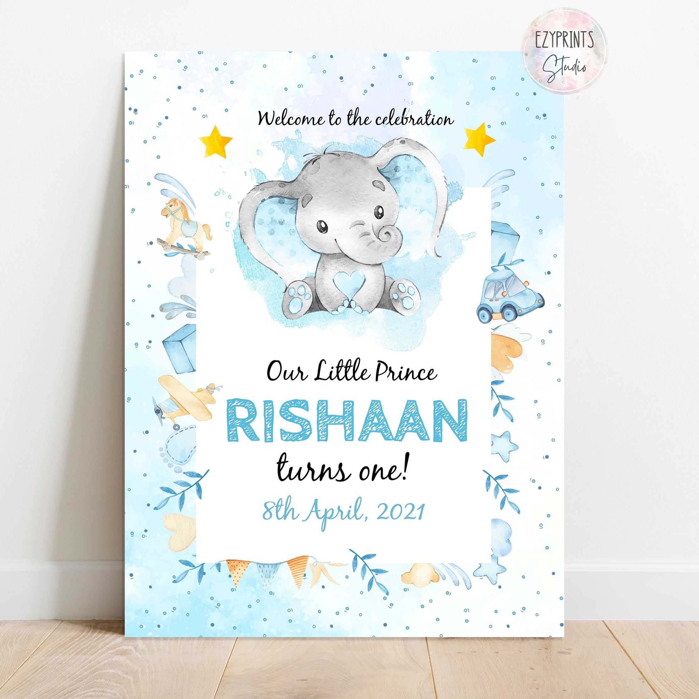 elephant theme birthday party welcome board