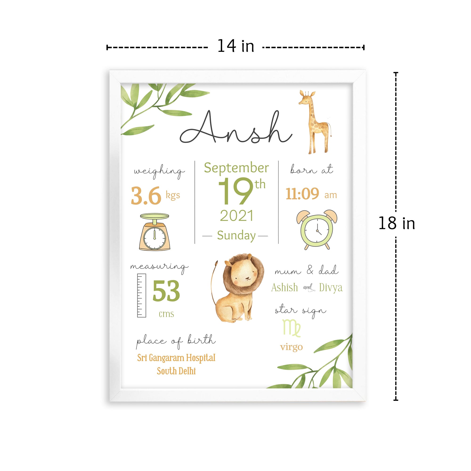 Baby Birth Details Frame | Birth Stats Frame – Ezyprints Studio