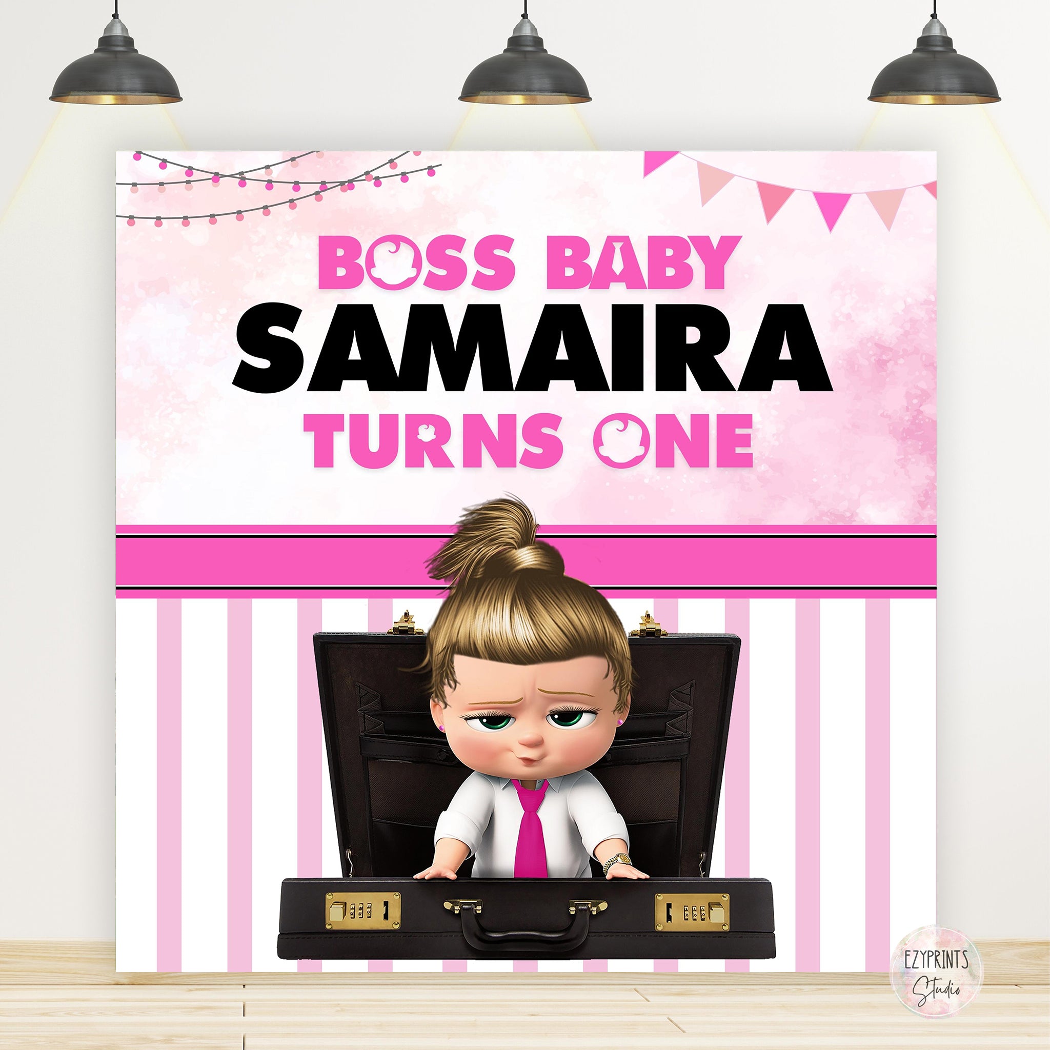 Boss Baby Pink Girls Birthday Backdrop