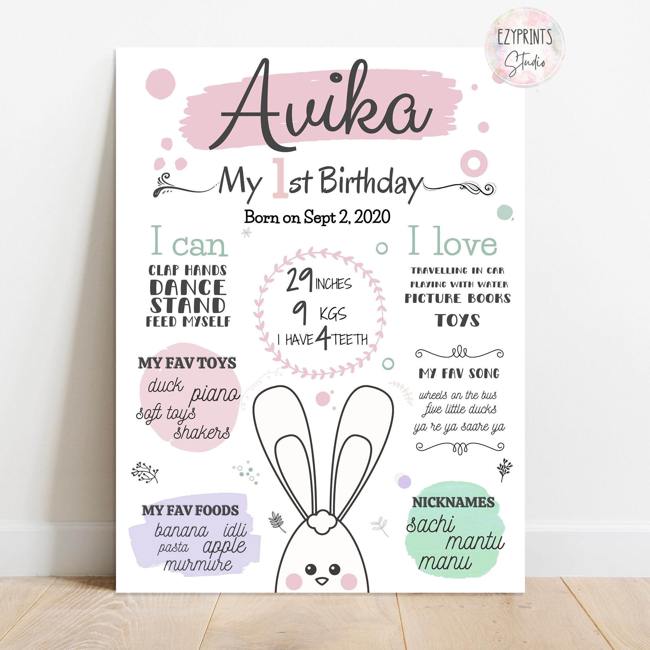 bunny theme chalkboard poster