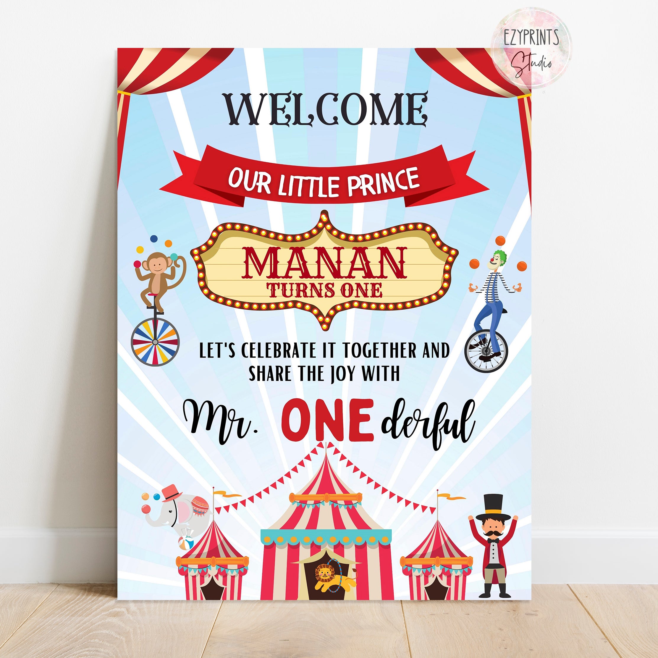 Carnival Circus Birthday Party Welcome Board