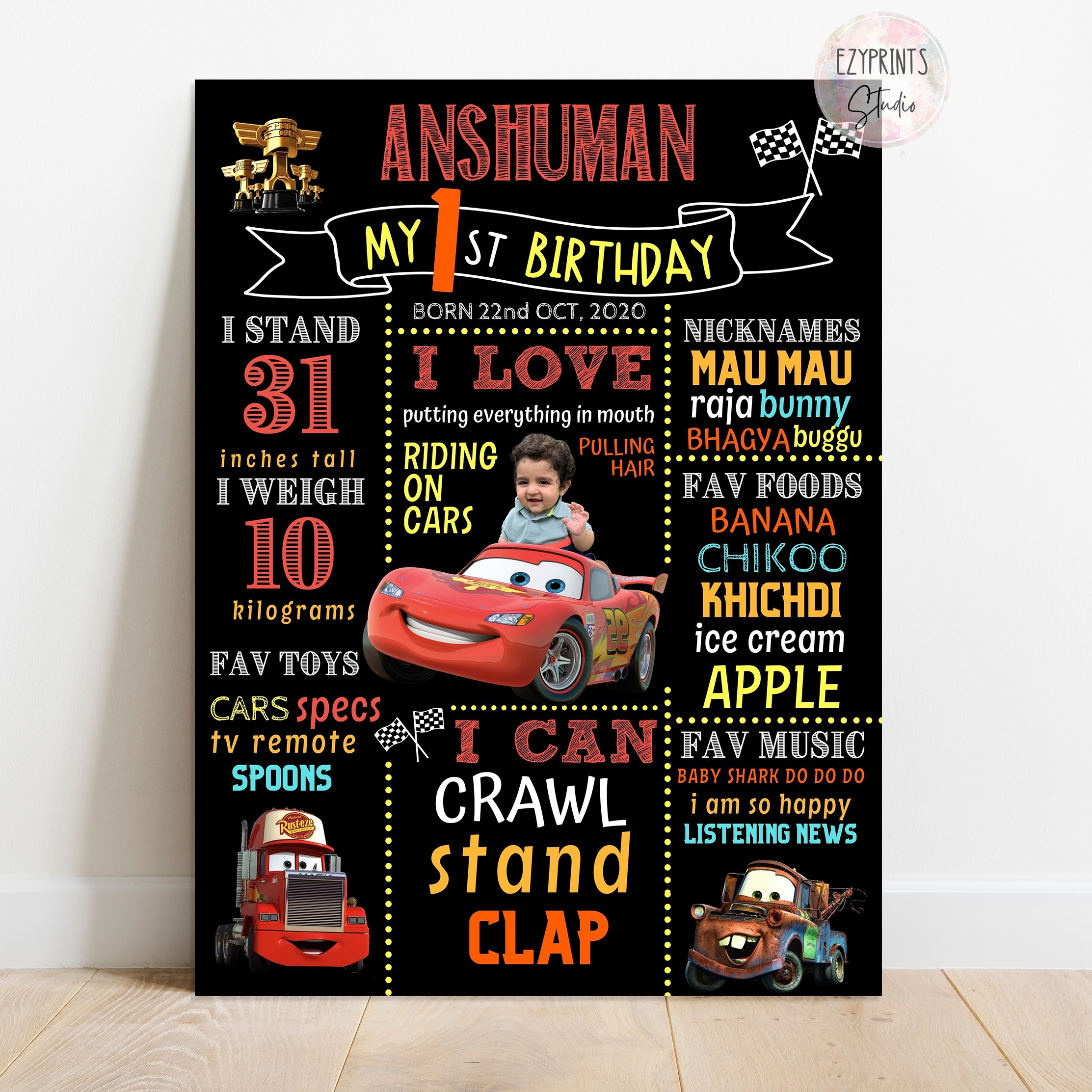 cars movie chalkboard poster