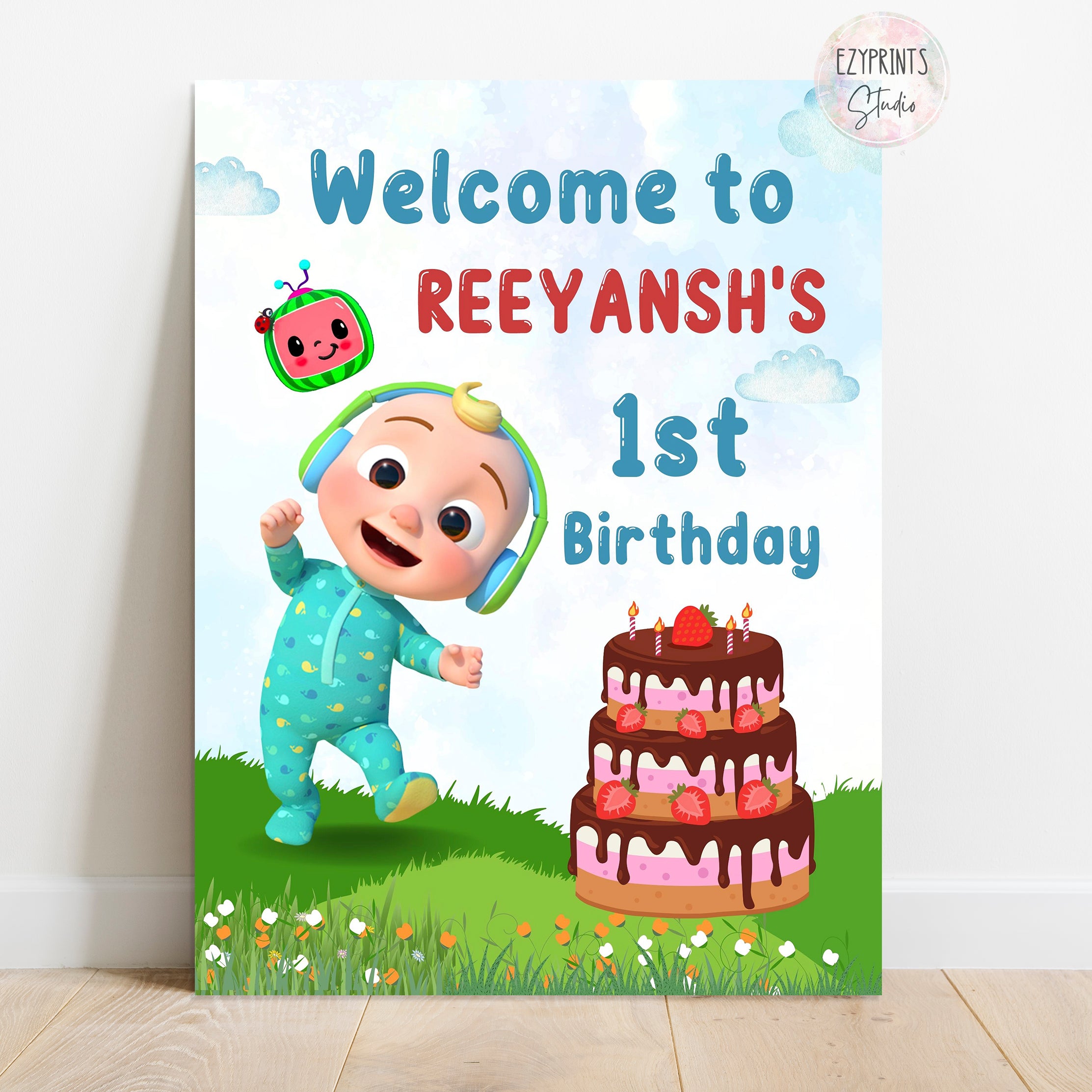 Cocomelon Theme Birthday Party Welcome Board