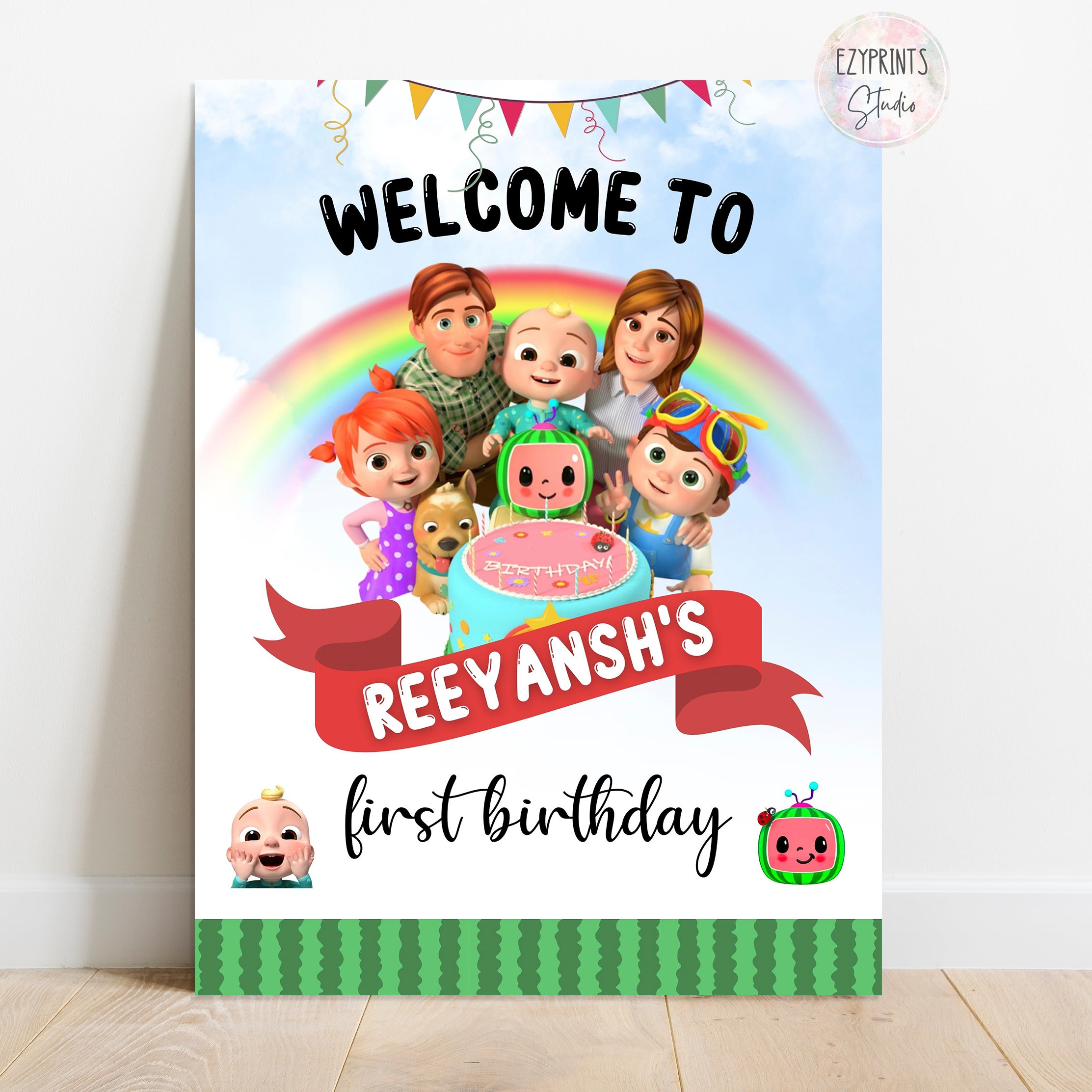 Cocomelon Birthday Party Welcome Board