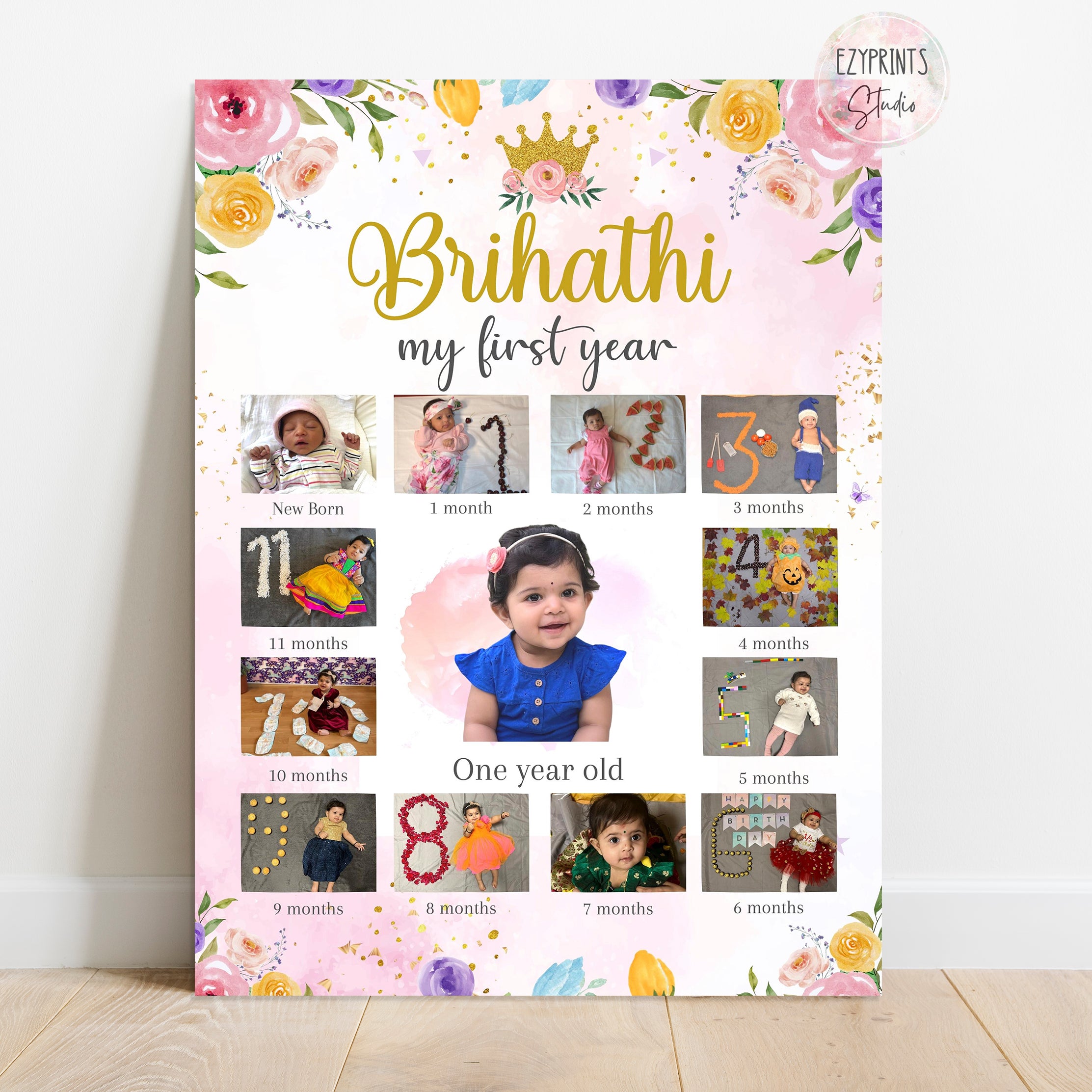 Personalised First Year Photo Collage | 12 month Collage Board