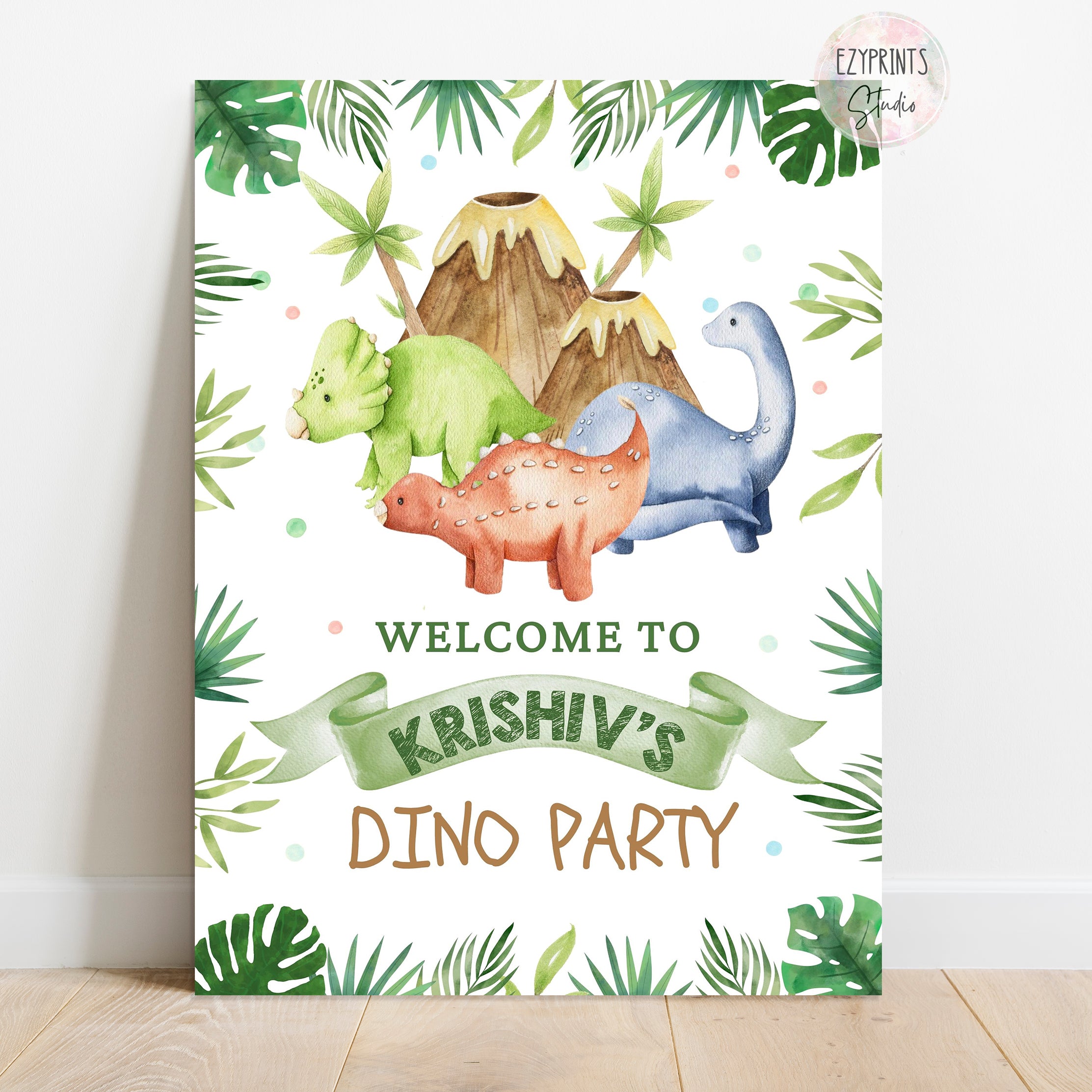 Dinosaur Theme Birthday Party Welcome Board