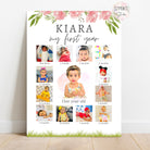Personalised First Year Photo Collage Board | Girls Pink