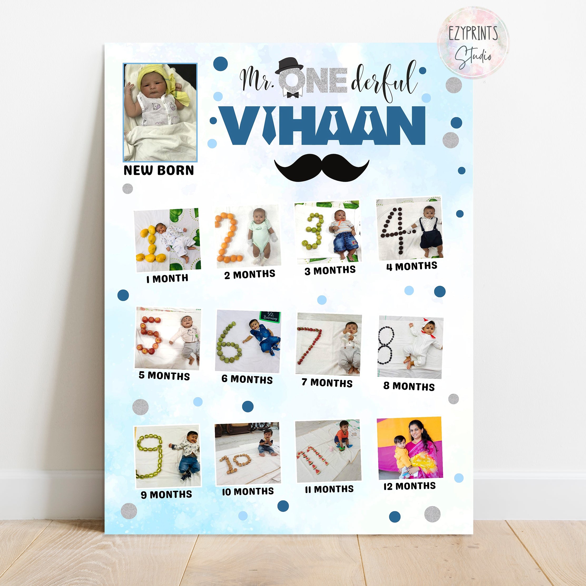 Personalised First Year Photo Collage Board | Mr. Onederful Theme