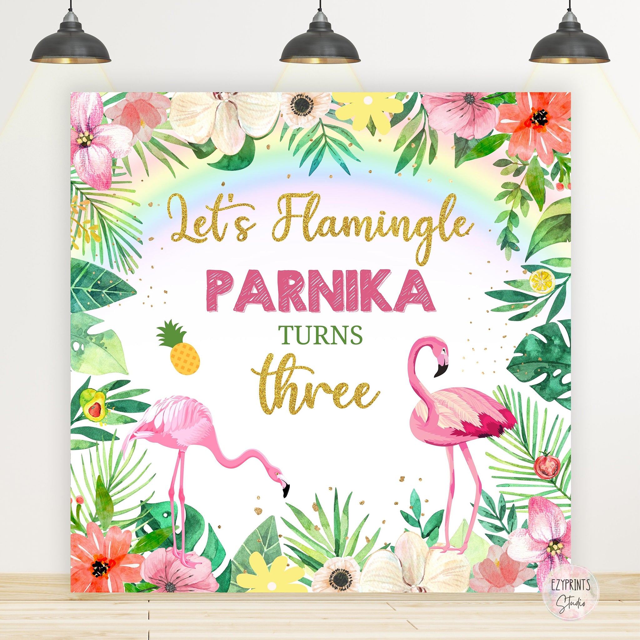 Let's Flamingle Birthday Backdrop | Flamingo Theme