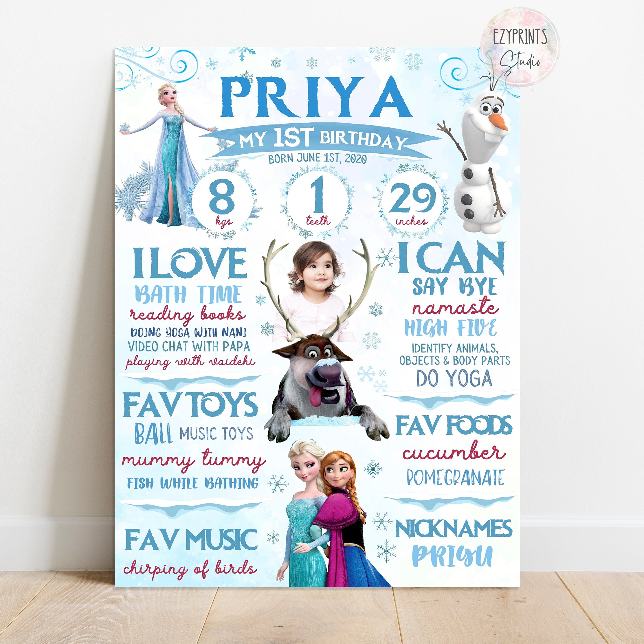 Frozen Elsa theme Birthday Chalkboard Poster – Ezyprints Studio