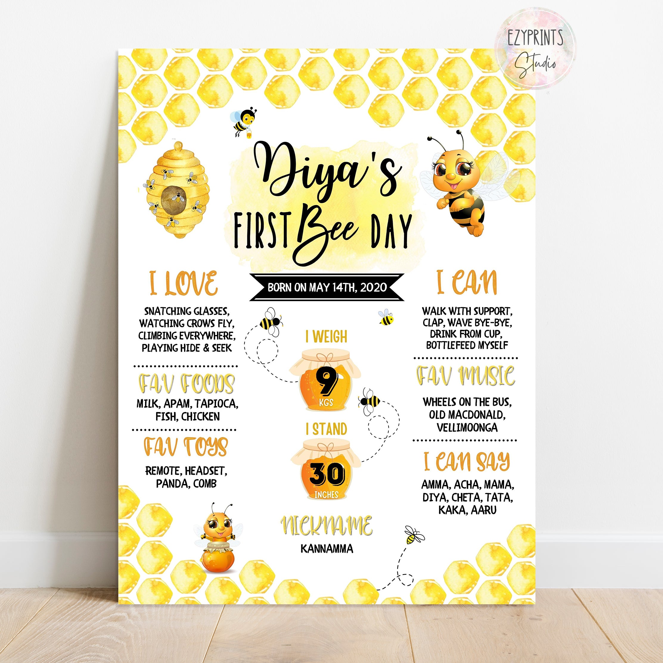 honey bee theme chalkboard poster