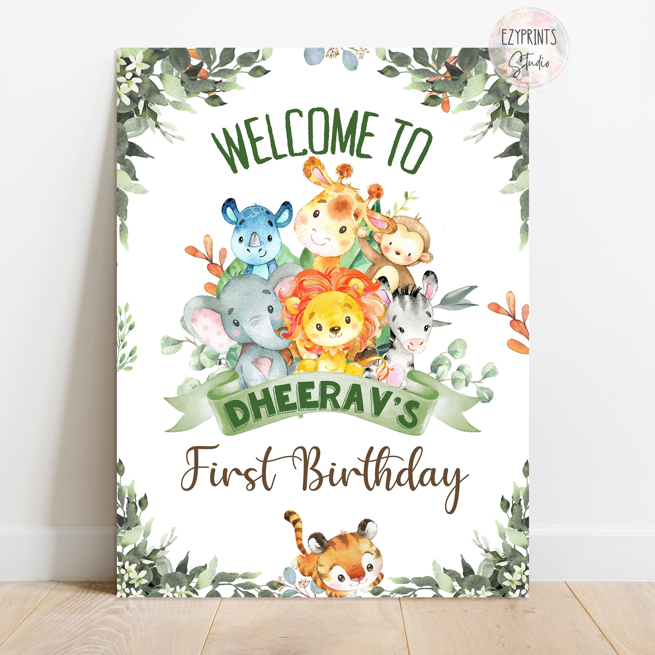 Wild Jungle Theme Birthday Party Welcome Board