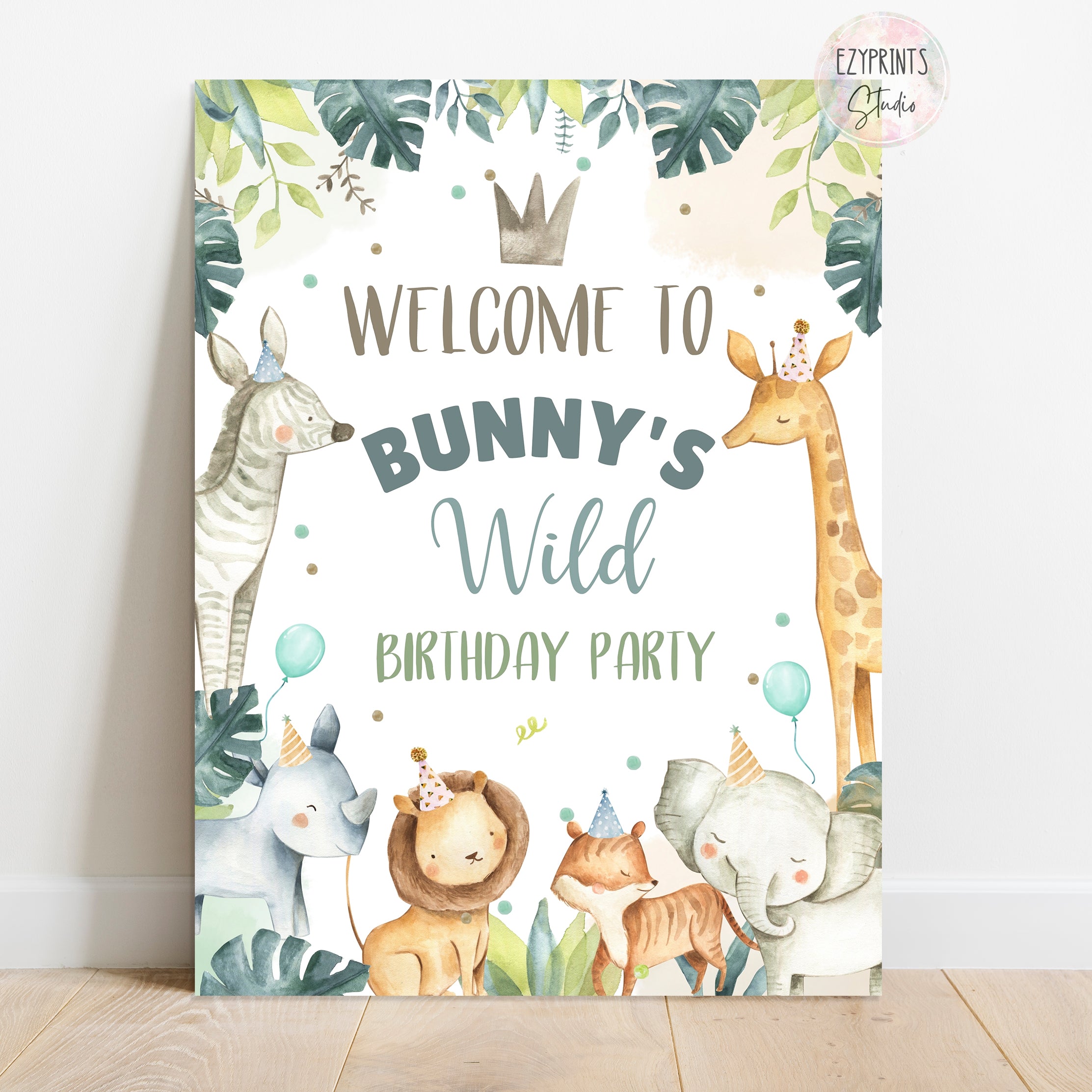 Jungle Theme Wild Birthday Party Welcome Board