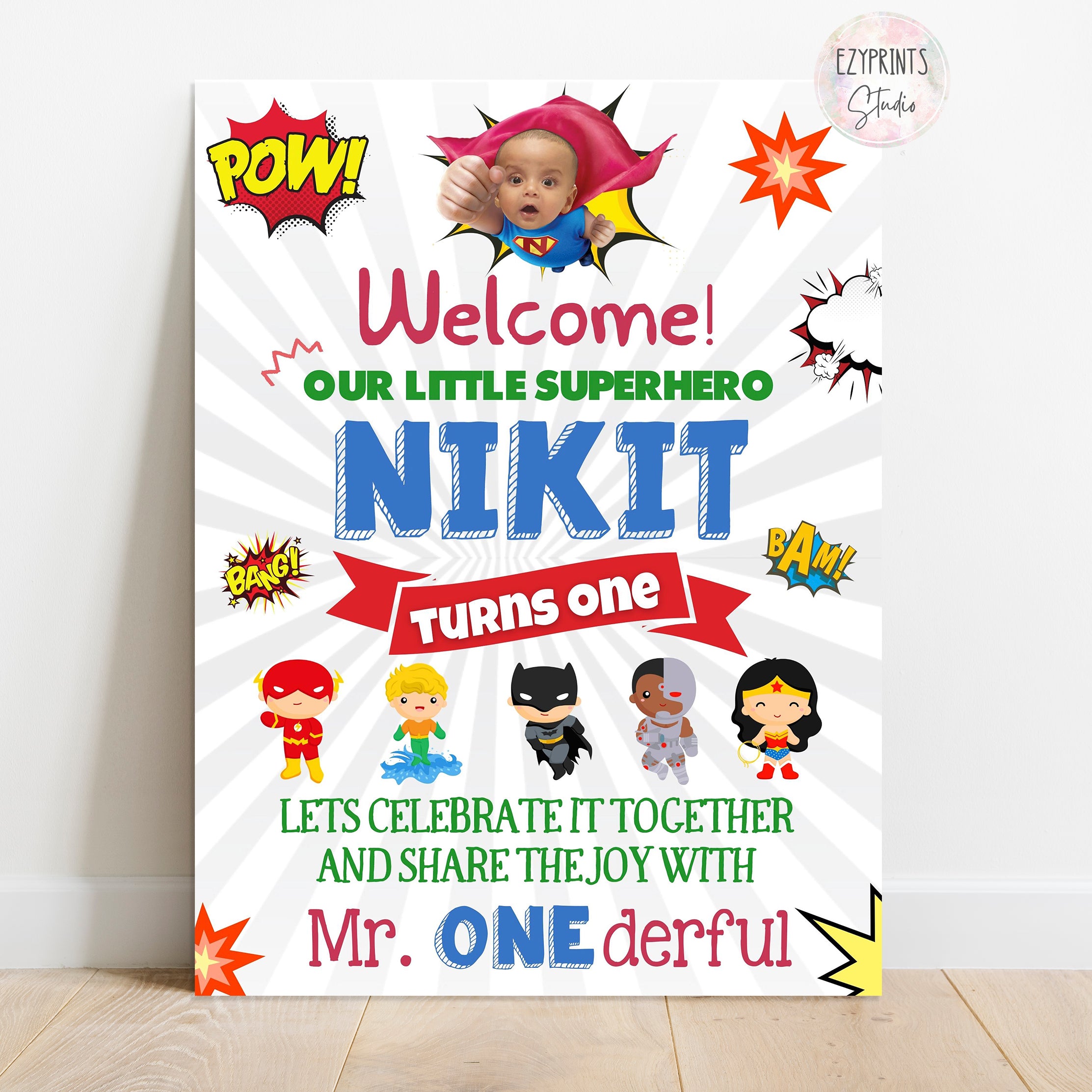Superhero Theme Birthday Party Welcome Board