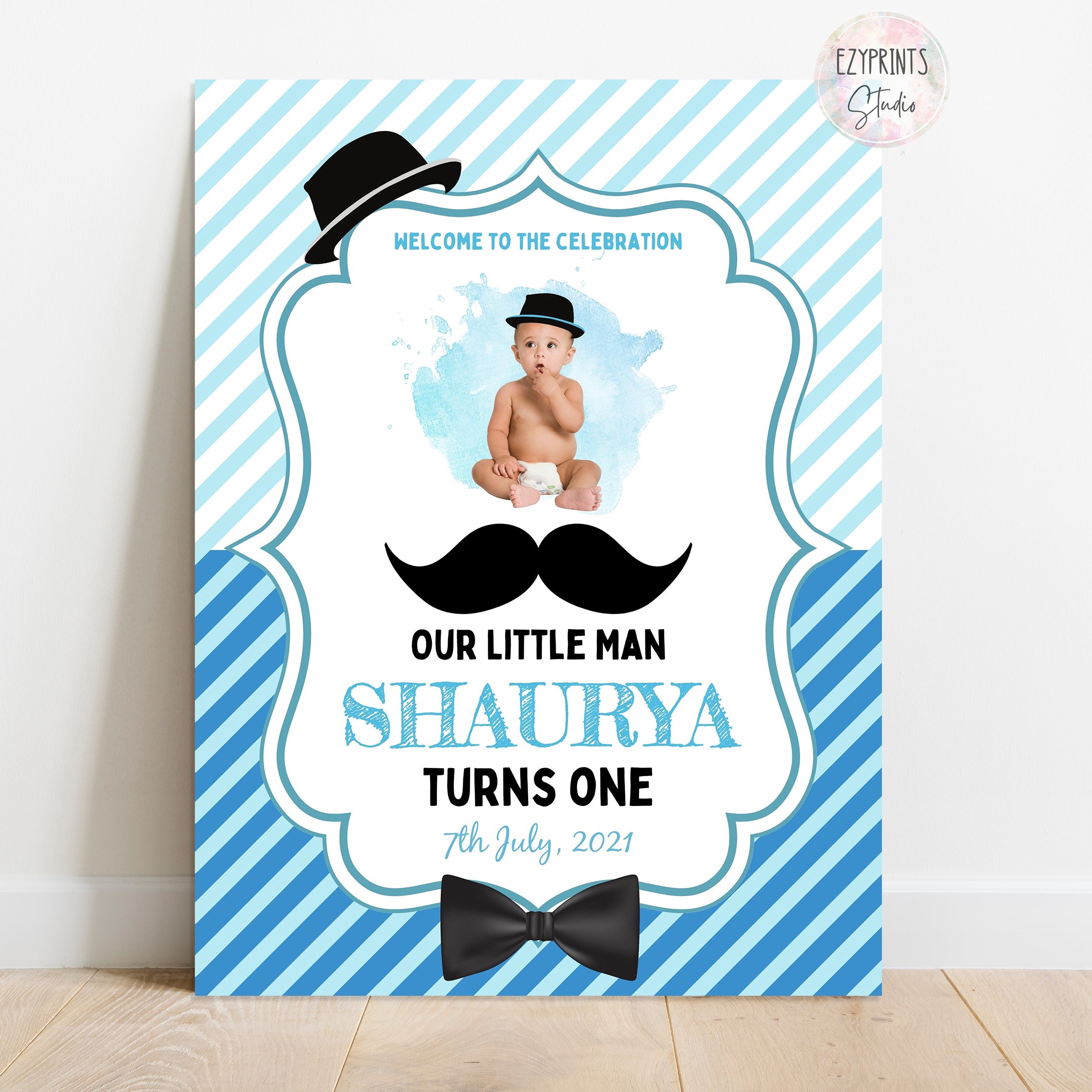 Little Man Theme Birthday Party Welcome Board