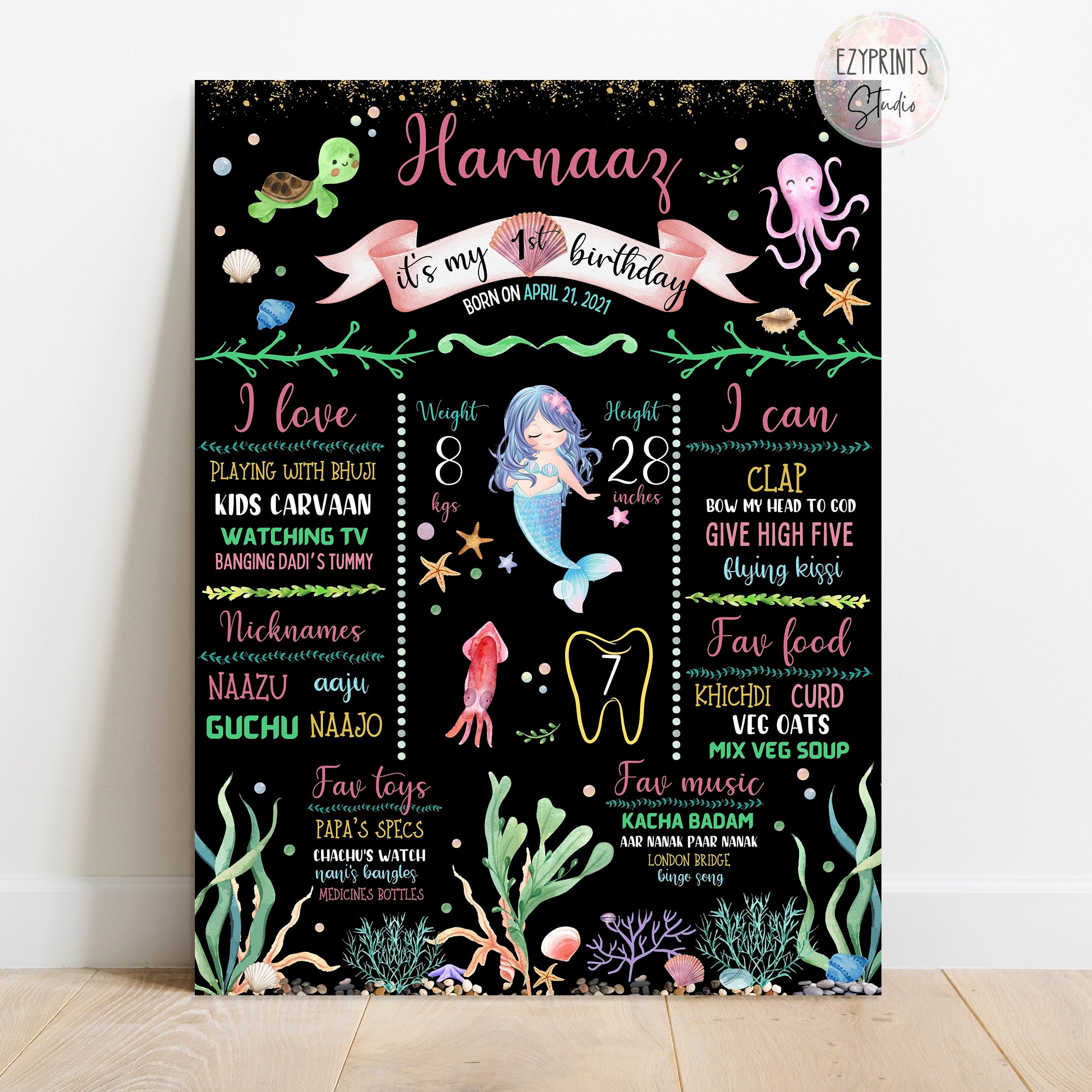 mermaid theme birthday chalkboard