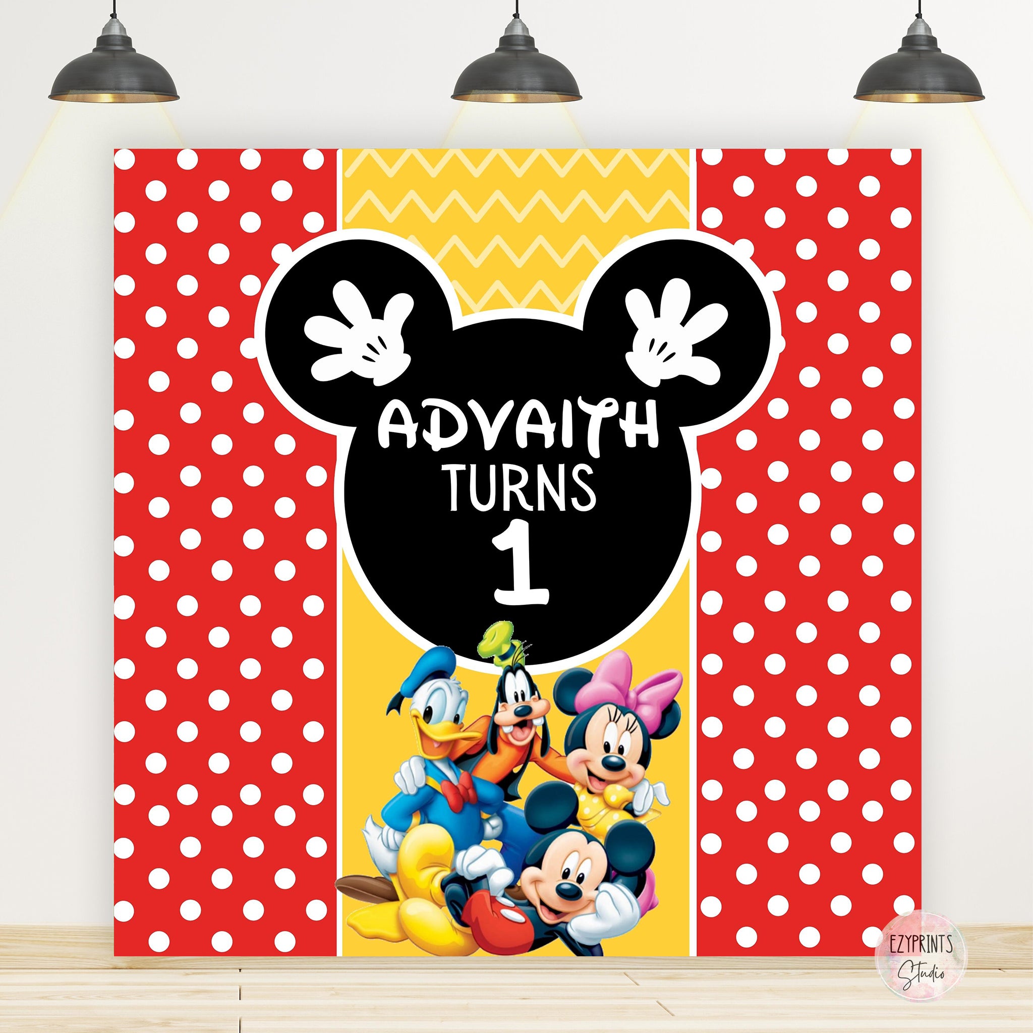 Mickey Mouse Theme Birthday Backdrop
