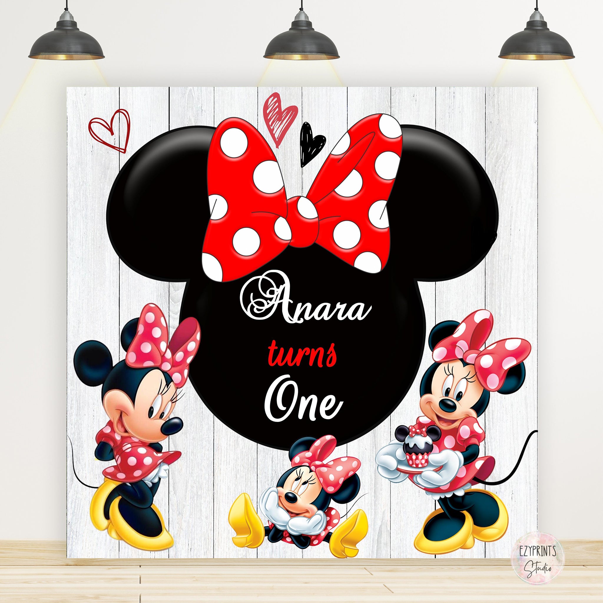 Red Minnie Mouse Theme Birthday Backdrop