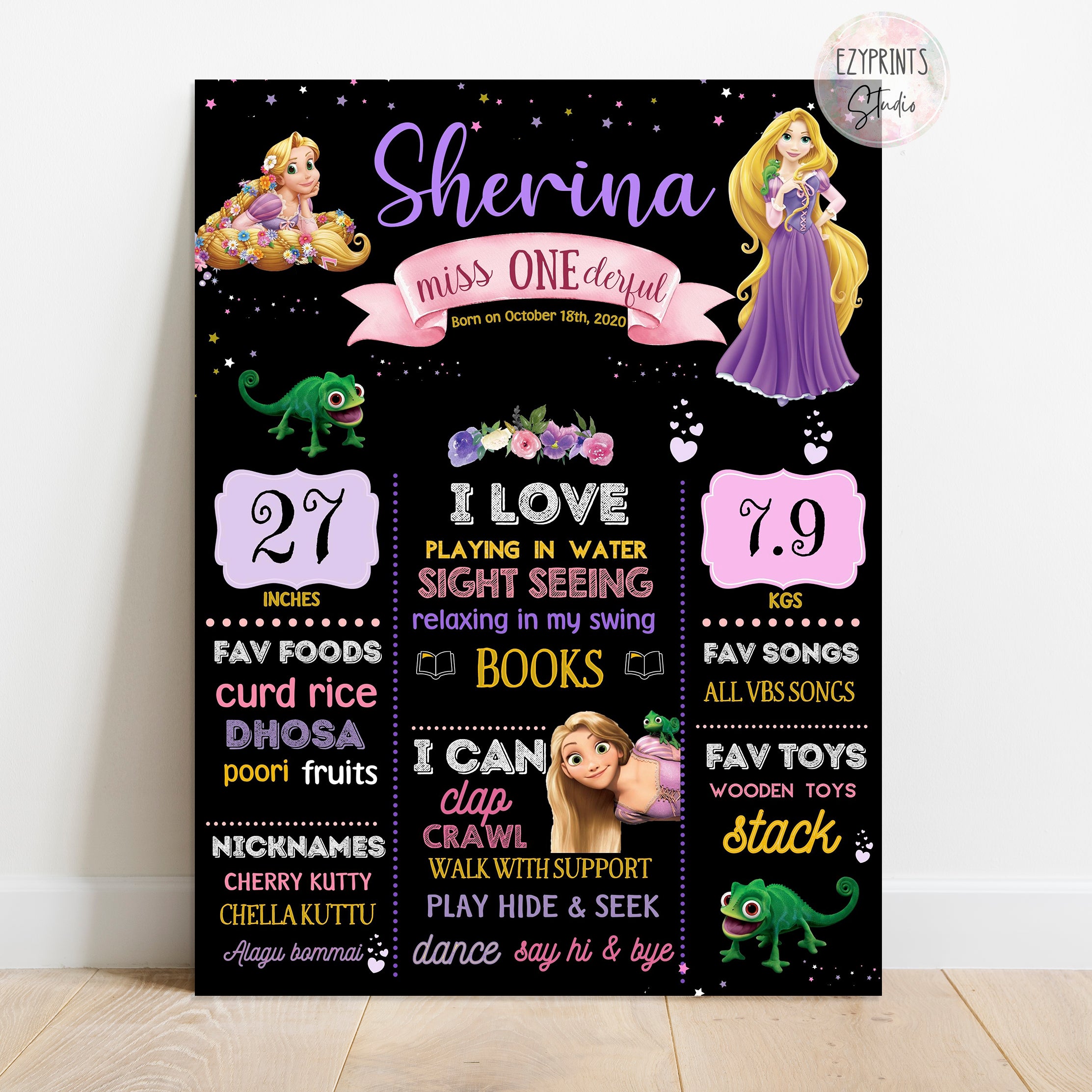 Rapunzel theme birthday chalkboard