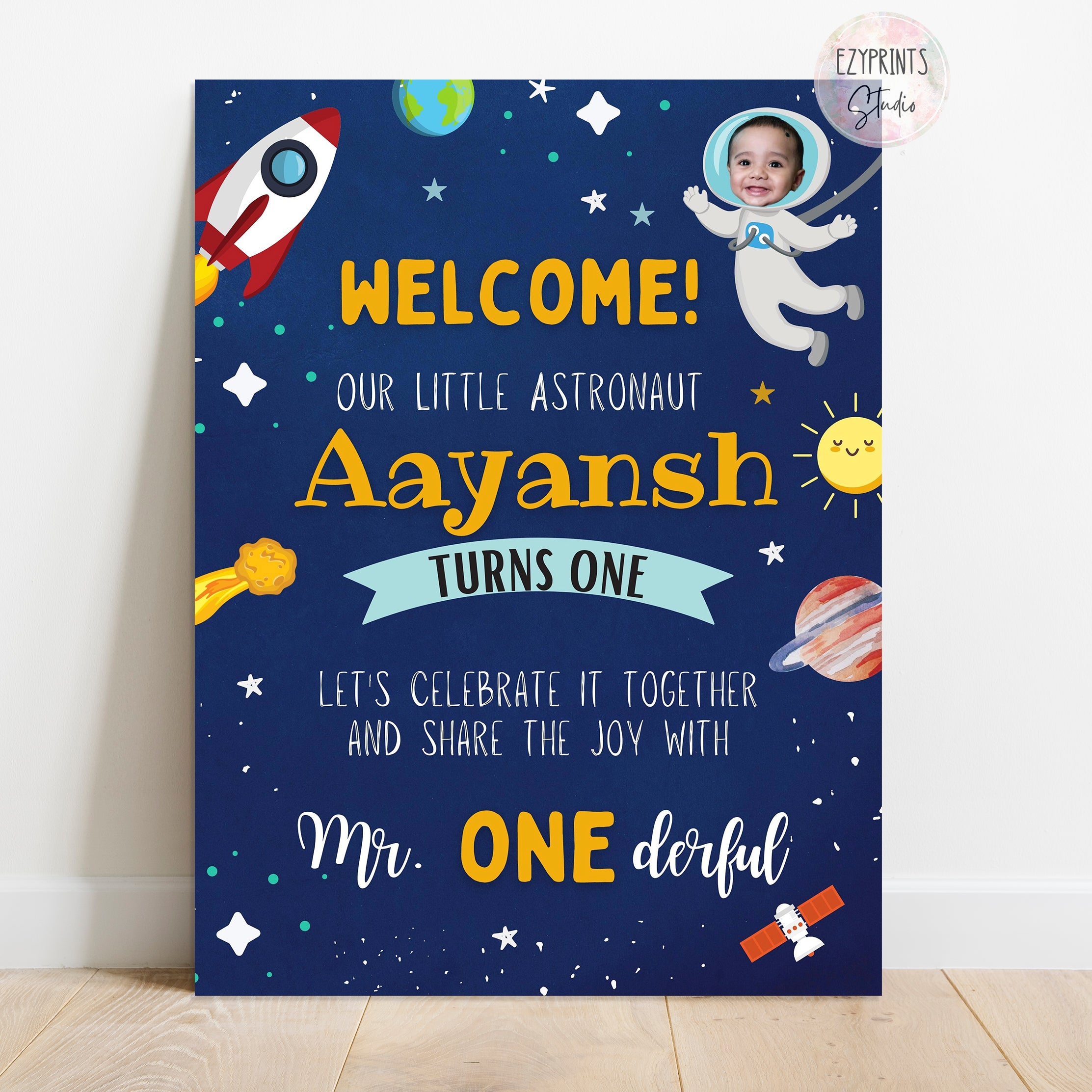 space astronaut theme welcome board