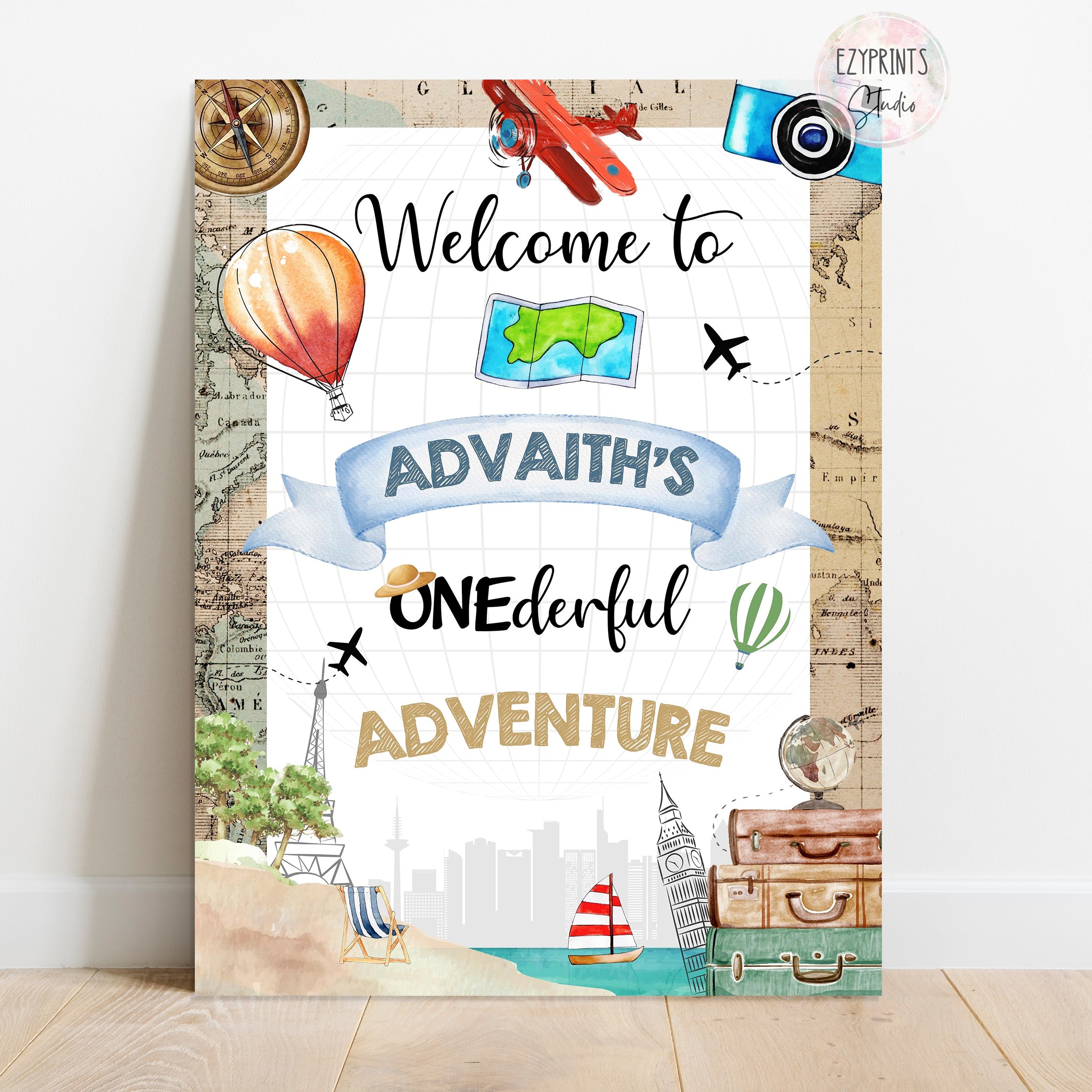 Travel Theme Birthday Party Welcome Board