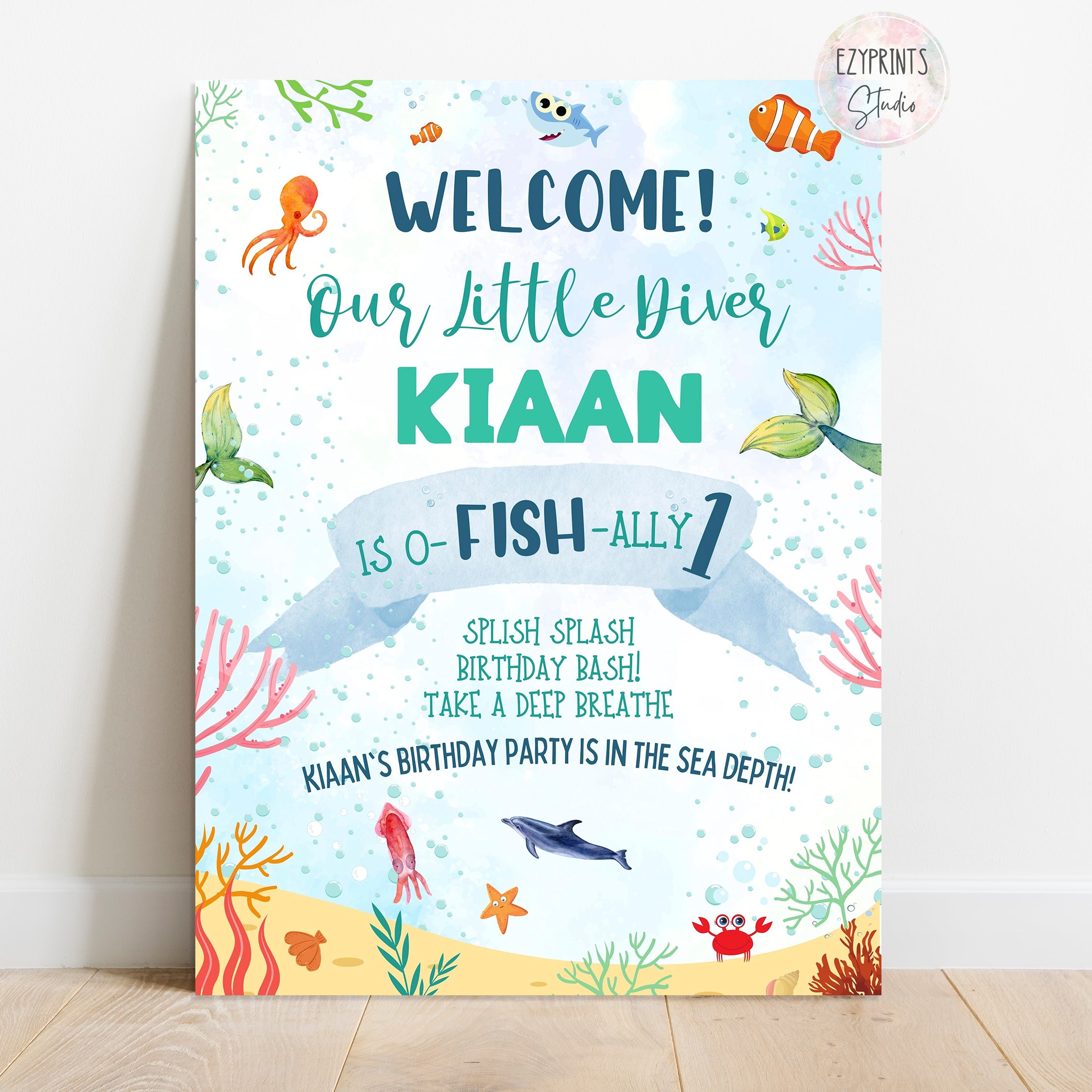 Under the Sea Theme Birthday Party Welcome Board